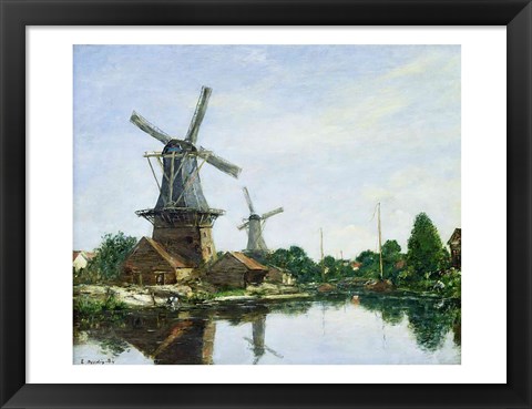 Framed Dutch Windmills, 1884 Print