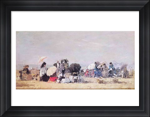Framed Beach Scene, Trouville, 1873 Print