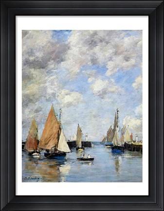 Framed Jetty at High Tide, Trouville Print