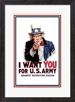 Framed Uncle Sam  - I Want You Print