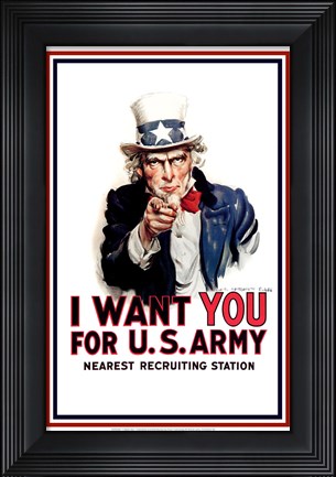 Framed Uncle Sam  - I Want You Print