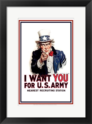 Framed Uncle Sam  - I Want You Print