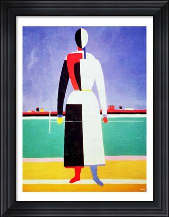 Framed Woman with a Rake Print