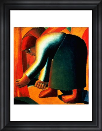 Framed Woman Cutting, c.1900 Print