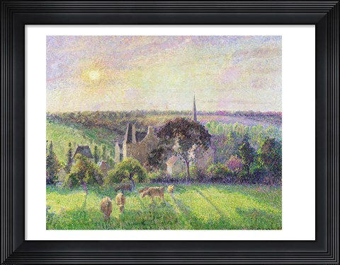 Framed Church and Farm of Eragny, 1895 Print