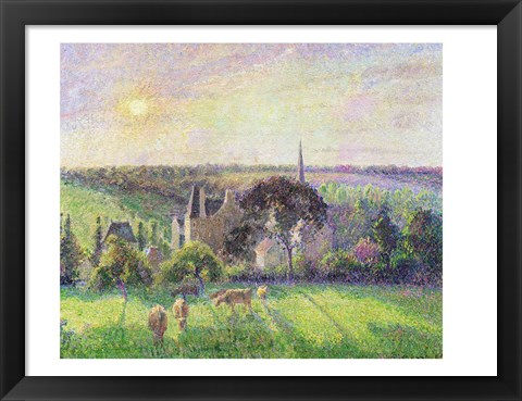 Framed Church and Farm of Eragny, 1895 Print