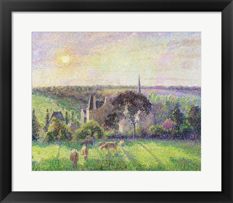 Framed Church and Farm of Eragny, 1895 Print