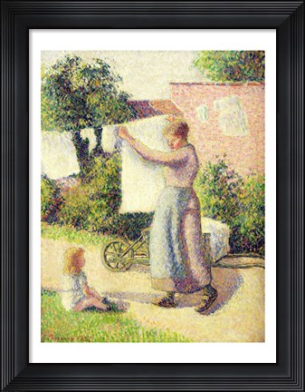 Framed Woman Hanging up the Washing, 1887 Print