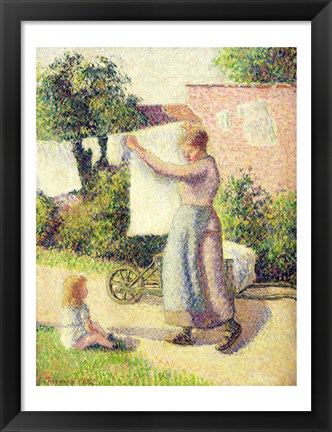 Framed Woman Hanging up the Washing, 1887 Print