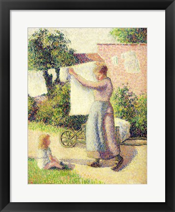 Framed Woman Hanging up the Washing, 1887 Print