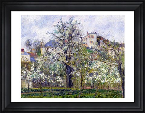 Framed Vegetable Garden with Trees in Blossom, Spring, Pontoise, 1877 Print