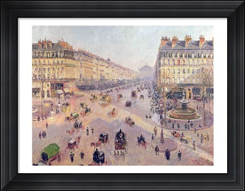 Framed Avenue de L&#39;Opera, Paris, Sunlight, Winter Morning, c.1880 Print