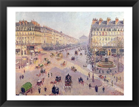 Framed Avenue de L&#39;Opera, Paris, Sunlight, Winter Morning, c.1880 Print