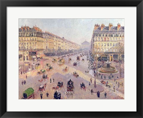 Framed Avenue de L&#39;Opera, Paris, Sunlight, Winter Morning, c.1880 Print