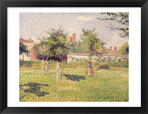 Framed Woman in the Meadow at Eragny, Spring, 1887 Print