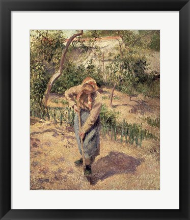 Framed Woman Digging in an Orchard, 1882 Print