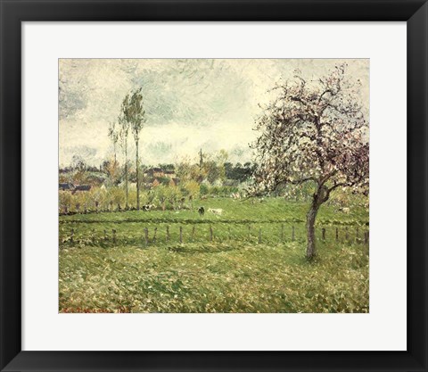 Framed Meadow at Eragny, 1885 Print