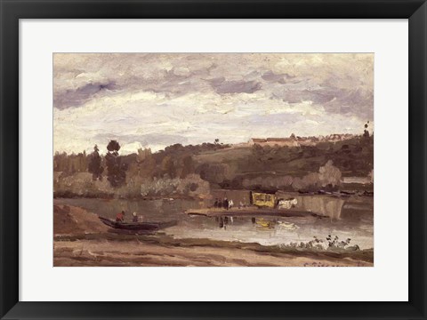 Framed Ferry at Varenne-Saint-Hilaire, 1864 Print