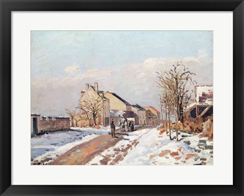 Framed Road from Gisors to Pontoise, Snow Effect, 1872 Print