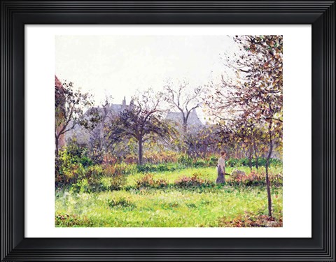 Framed Morning Sun, Autumn, Eragny, 1897 Print