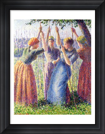 Framed Women Planting Peasticks, 1891 Print