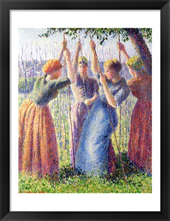 Framed Women Planting Peasticks, 1891 Print