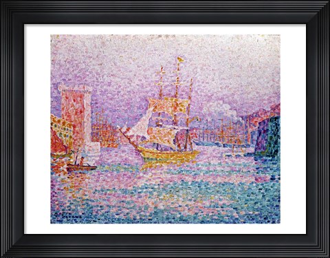 Framed Harbour at Marseilles, c.1906 Print