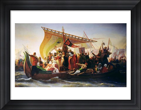 Framed Crossing of the Bosphorus by Godfrey of Bouillon Print