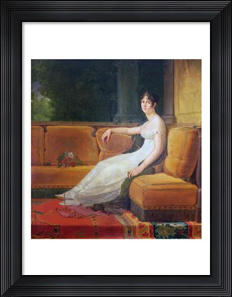 Framed Empress Josephine - yellow couch Print