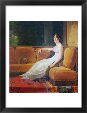 Framed Empress Josephine - yellow couch Print