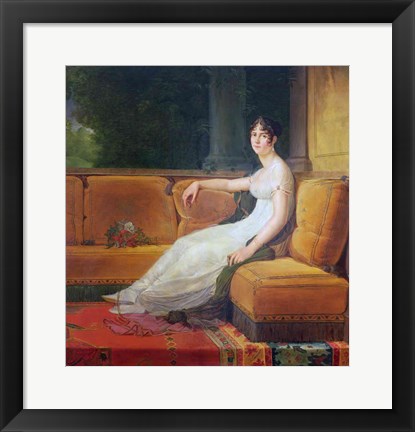 Framed Empress Josephine - yellow couch Print