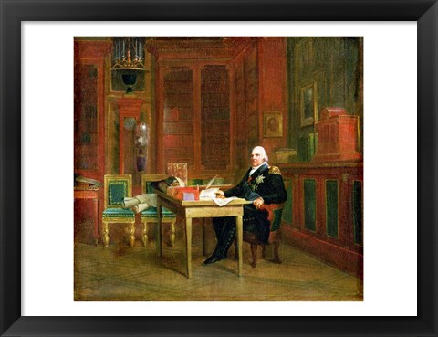 Framed Louis XVIII in his Study at the Tuileries Print