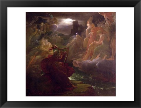 Framed Ossian Conjuring up the Spirits on the Banks of the River Lora with the Sound of his Harp, 1801 Print