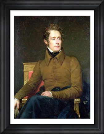 Framed Portrait of Alphonse de Lamartine Print