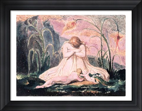 Framed Book of Thel; Thel leaning over the &#39;Matron Clay&#39; and the worm, 1789 Print