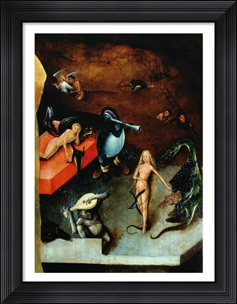 Framed Last Judgement (Altarpiece): Detail of Musical Instruments Print
