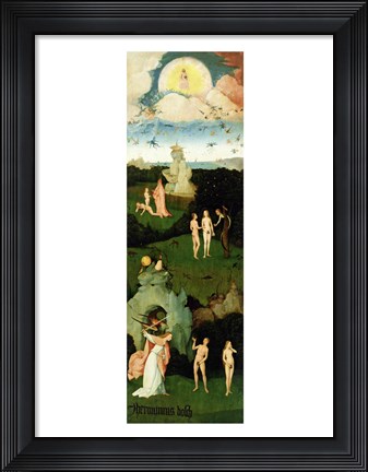 Framed Haywain: left wing of the triptych depicting the Garden of Eden, c.1500 Print