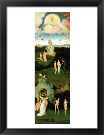 Framed Haywain: left wing of the triptych depicting the Garden of Eden, c.1500 Print