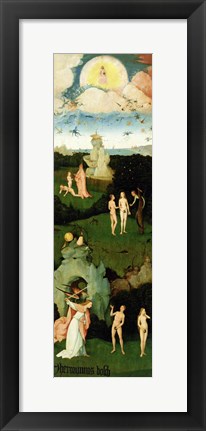 Framed Haywain: left wing of the triptych depicting the Garden of Eden, c.1500 Print