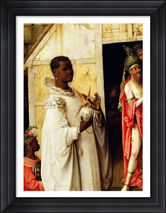 Framed Adoration of the Magi: detail of King Balthazar from the central panel of the triptych, 1510 Print