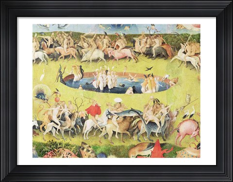 Framed Garden of Earthly Delights: Allegory of Luxury, central panel of triptych, detail c.1500 Print