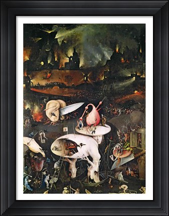 Framed Garden of Earthly Delights, Hell, right wing of triptych, c.1500 Print