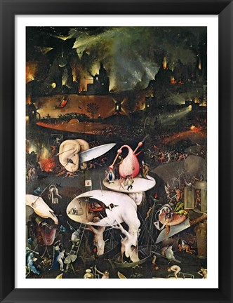 Framed Garden of Earthly Delights, Hell, right wing of triptych, c.1500 Print