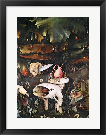 Framed Garden of Earthly Delights, Hell, right wing of triptych, c.1500 Print