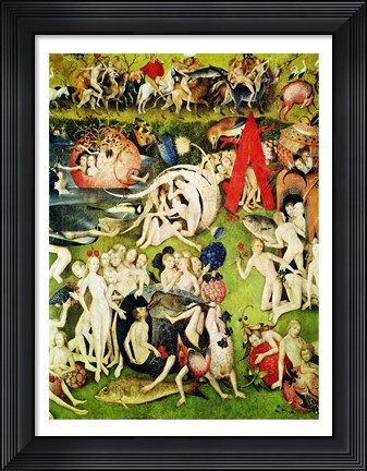 Framed Garden of Earthly Delights: Allegory of Luxury (vertical center panel detail) Print