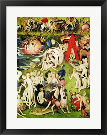 Framed Garden of Earthly Delights: Allegory of Luxury (vertical center panel detail) Print