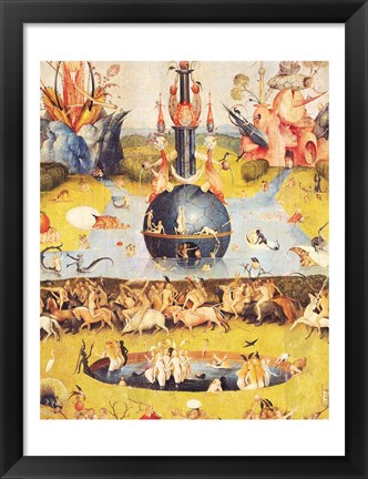 Framed Garden of Earthly Delights: Allegory of Luxury (yellow center panel detail) Print