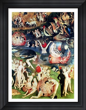 Framed Garden of Earthly Delights: Allegory of Luxury, detail of the central panel, c.1500 Print