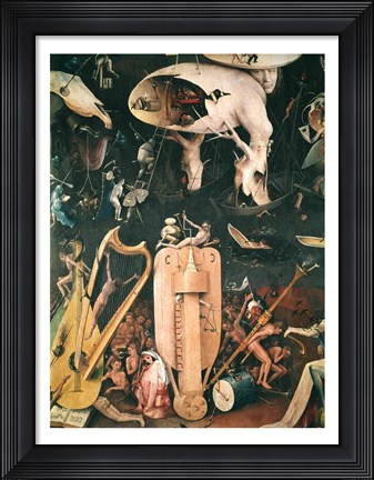 Framed Garden of Earthly Delights: Hell, detail from the right wing of the triptych, c.1500 Print