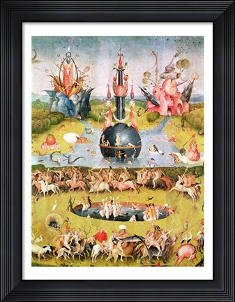 Framed Garden of Earthly Delights: Allegory of Luxury, animal central panel detail Print